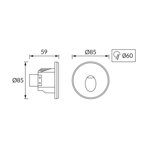 Oprawa schodowa oczko ścienne schodowe LED 1,6W 70lm barwa neutralna IP54 03904 IDEUS