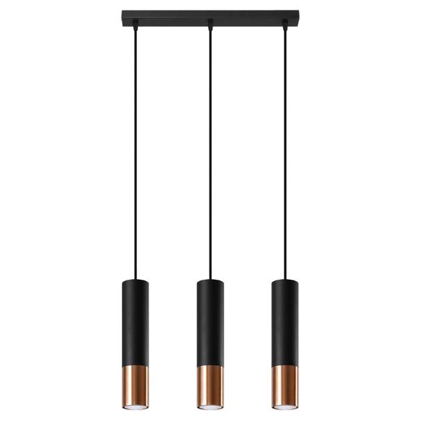Sollux Lampa wisząca LOOPEZ 3L czarny/miedź