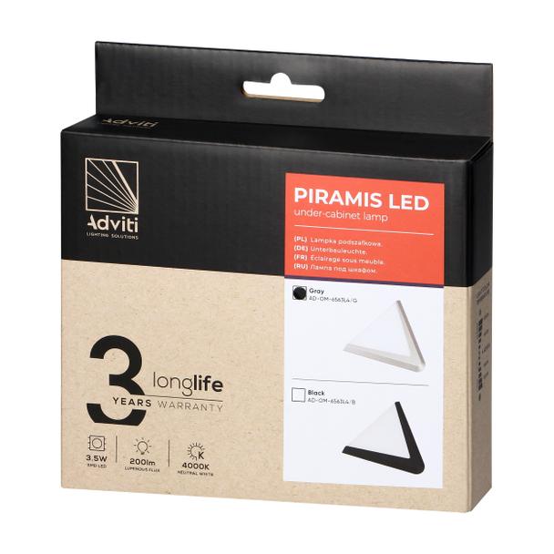 PIRAMIS lampka podszafkowa LED 3,5W, 200lm, 4000K, szara AD-OM-6563L4/G ORNO