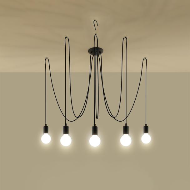 Żyrandol EDISON 5 czarny