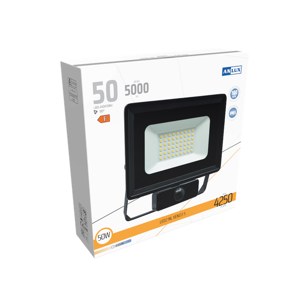 NAŚWIETLACZ LED XENO3 50W Z CZUJNIKIEM RUCHU IP65 100LM/W NEUTRALNY BIAŁY ANLUX