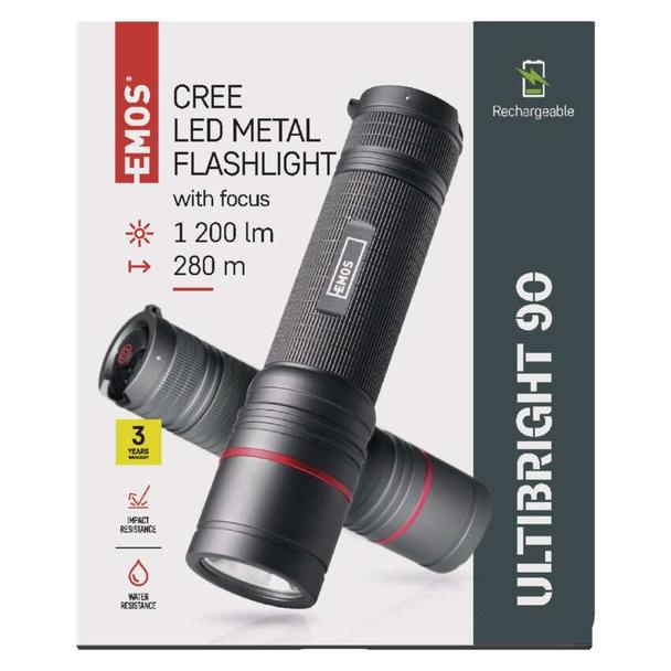 Latarka metalowa CREE LED Ultibright 90 1200lm Li-Ion 5Ah P3190 EMOS
