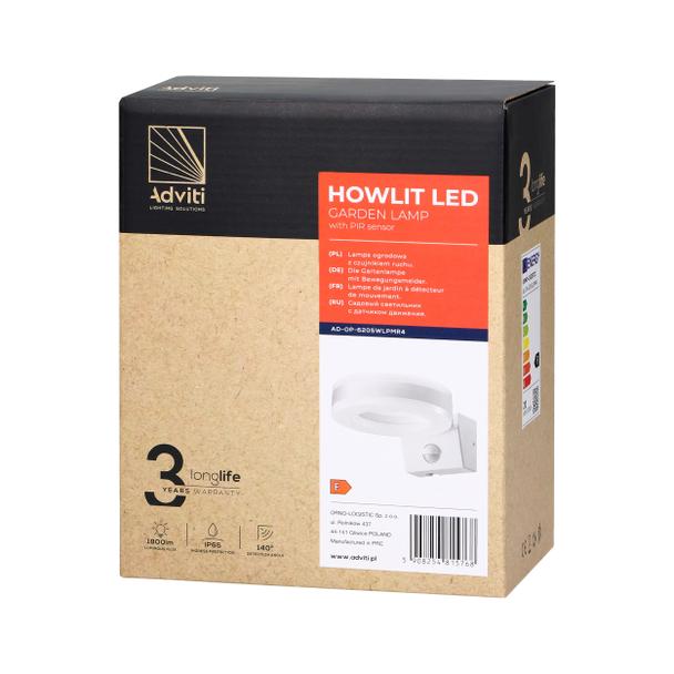 HOWLIT LED 20W, oprawa ogrodowa z czujnikiem ruchu, 1800lm, IP65, 4000K, biała AD-OP-6205WLPMR4 ORNO