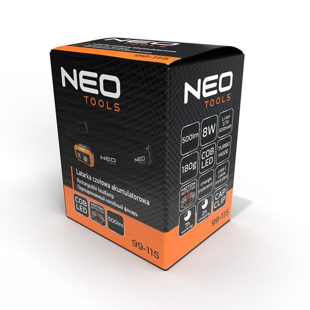 Latarka czołowa akumulatorowa 500 lm USB COB LED NEO TOOLS GTX 99-115 GTX Poland