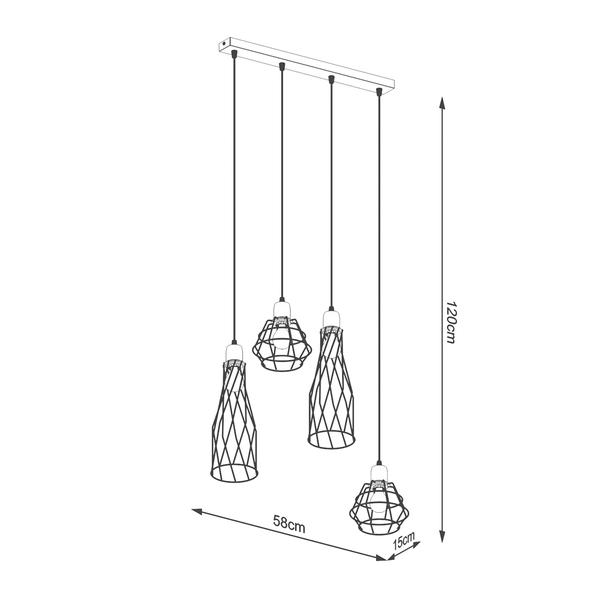 Sollux Lampa wisząca SUBA 4L czarna SL.1167