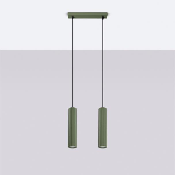 Sollux Lampa wisząca KARBON 2 zielona oliwka SL.1612