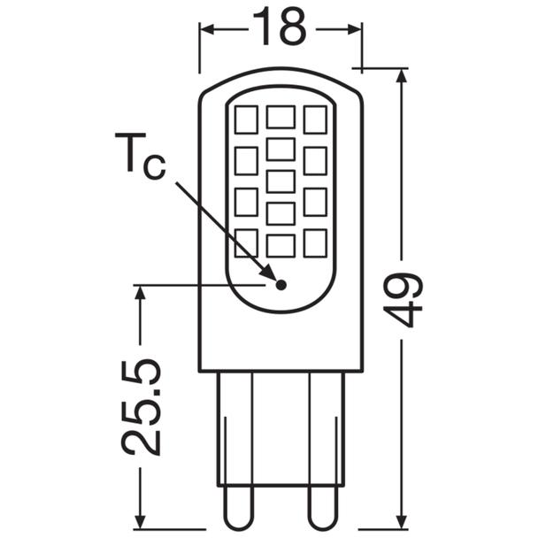 Lampa LED BASE SPECIAL PIN CL 40 non-dim 4.2W/827 G9 LEDVANCE - opk. 5 szt