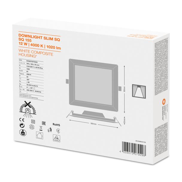 Oprawa DOWNLIGHT SLIM SQUARE 155 12W 4000K WT IP20