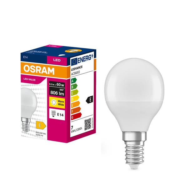 Lampa LED VALUE Classic P60 non-dim plastik 7,5W 827 E14