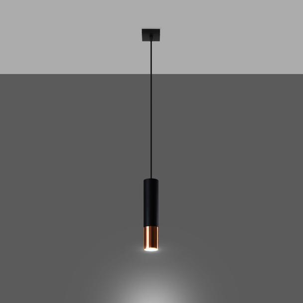 Sollux Lampa wisząca LOOPEZ 1 czarny/miedź