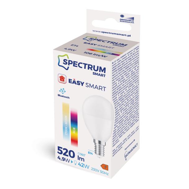 LED KULKA 4,9W E-14 230V RGBW+CCT+DIM BTM Spectrum SMART Easy Smart