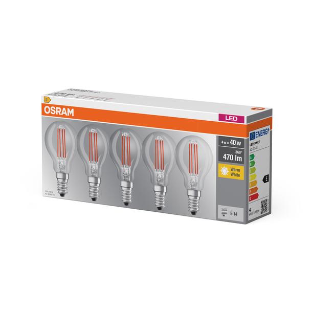 Lampa LED BASE Classic P40 4W/827 230V Filament szkło przezroczyste E14 FS5 OSRAM