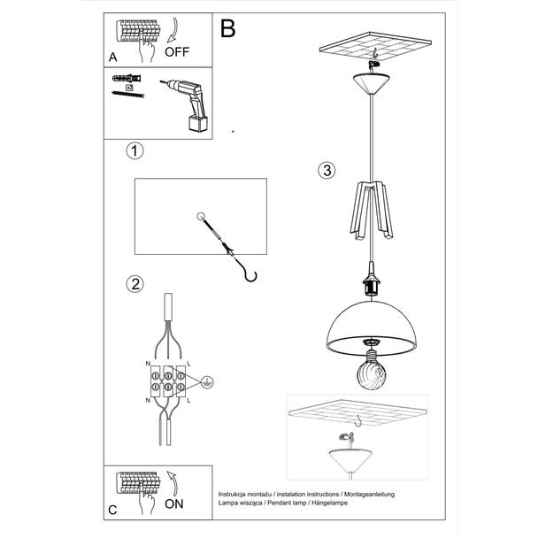 Sollux Lampa wisząca CASCO czarna/naturalne drewno SL.0390