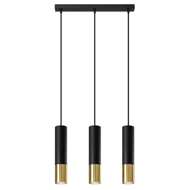 Sollux Lampa wisząca LOOPEZ 3L czarny/złoty SL.0954