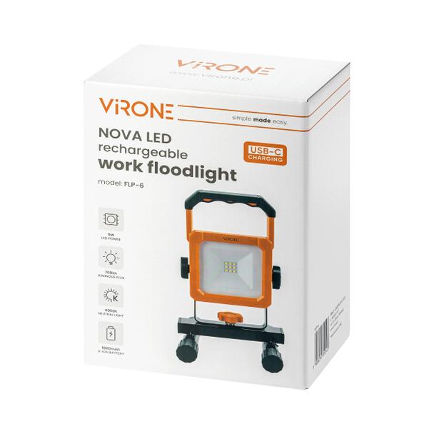 Naświetlacz przenośny z akumulatorem NOVA LED 9W 700lm IP54 4000K 1800mAh FLP-6 ORNO