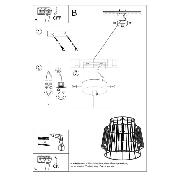 Sollux Lampa wisząca GATE czarny SL.0663