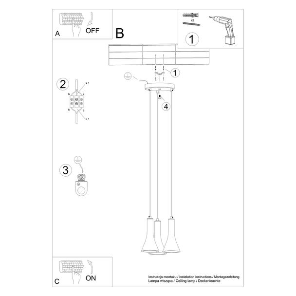Sollux Lampa wisząca REA 3P beton SL.1226