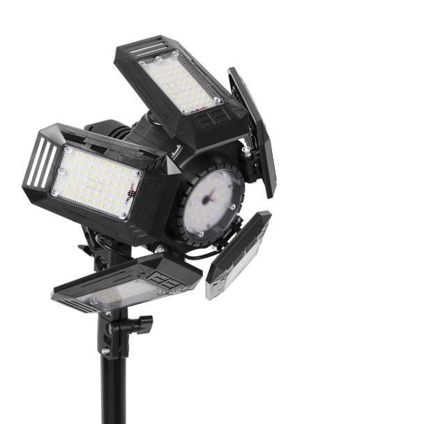 RIGEL LED zestaw: lampa warsztatowa składana 5-skrzydłowa 55W + statyw + adapter AD-NL-6516 ORNO