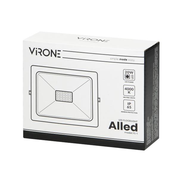 ALLED 20W Naświetlacz LED, 1600lm, IP65, 4000K, Alu+szkło FL-1 ORNO