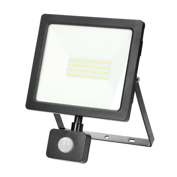 ALLED 50W Naświetlacz LED z PIR, 4000lm, IP44, 4000K, Alu+szkło FL/R-3 ORNO