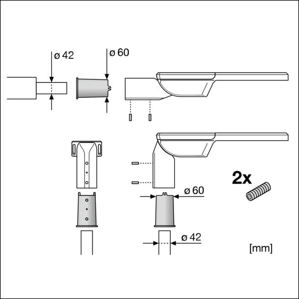 Przejściówka do oprawy STREETLIGHT FLEX REDUCTION 60 do 42mm ALW