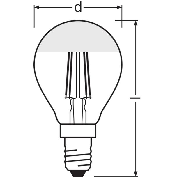 Lampa LED STAR CL P Filament szkło przezroczyste Mirror Silver 34 non-dim 4W 827 E14
