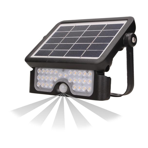 LUX LED 5W, naświetlacz solarny z czujnikiem ruchu 500lm, IP65, 4000K, 2x1500mAh, czarny AD-SL-6108BLR4 ORNO