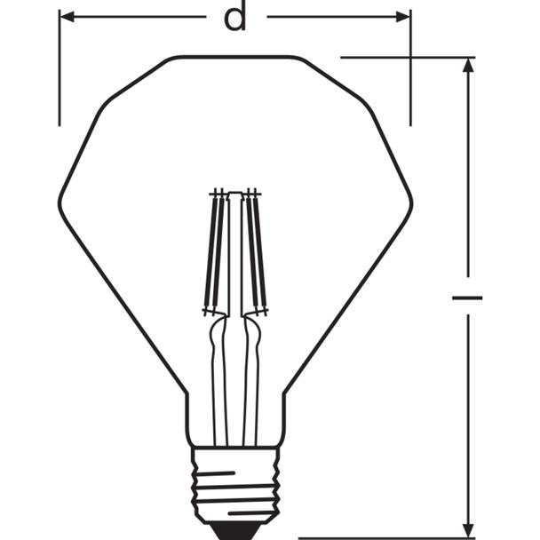 Lampa LED Vintage 1906 CL DIAMOND Filament szkło przezroczyste GOLD 40 non-dim 4,5W 825 E27
