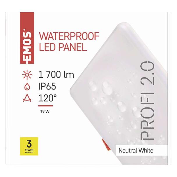 Panel LED wpuszczany kwadratowy 19 W IP65 neutralna biel ZV2152 EMOS