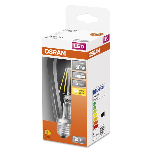 Lampa LED, klasyczny kształt bańki Edison 7W 827 230V szkło przezroczyste E27