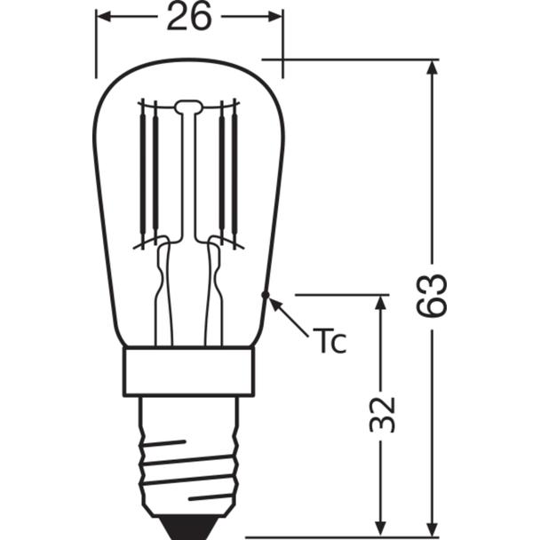 LAMPA LED SPECIAL T26 25 CL 2,8W/865 230V Filament szkło przezroczyste E14