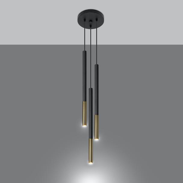 Sollux Lampa wisząca MOZAICA 3P czarny/złoto SL.0893