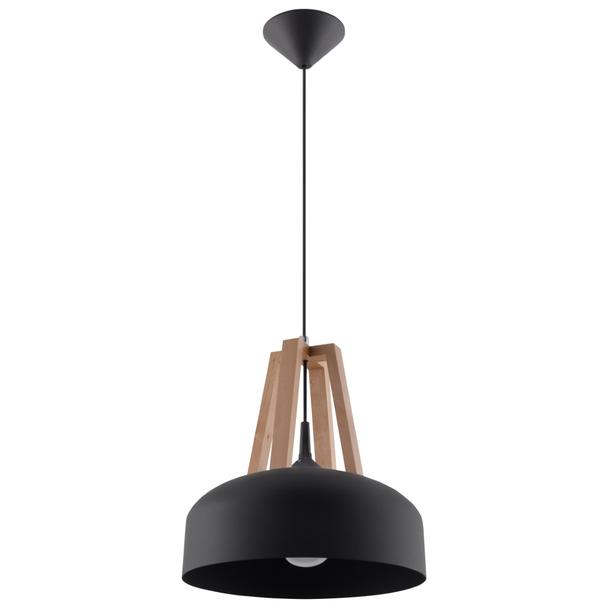 Sollux Lampa wisząca CASCO czarna/naturalne drewno SL.0390