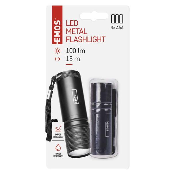 Latarka LED 3W 100lm 3×AAA aluminiowa P3894 EMOS