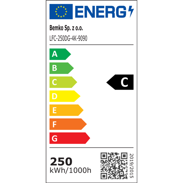 NAŚWIETLACZ LED CAMPUS 250W 4000K 37500lm IP66 90X90 SZARY C66-LFC-250DG-4K-9090 BEMKO