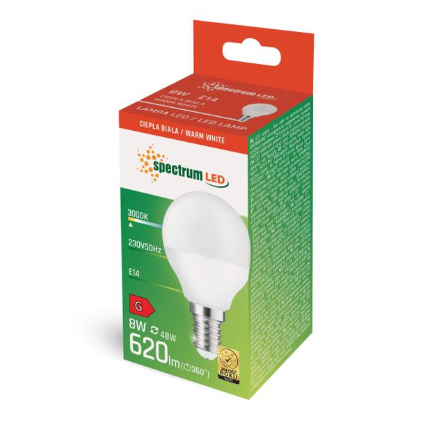 LED KULKA  E-14 230V 8W WW SPECTRUM