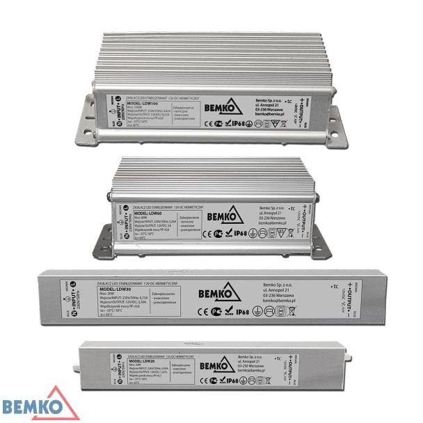 ZASILACZ ELEKTRONICZNY LED HERMETYCZNY IP68 12V 150W B42-LDW150 BEMKO