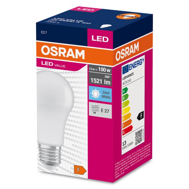 Lampa LED VALUE Classic A100 non-dim plastik 13W 840 E27