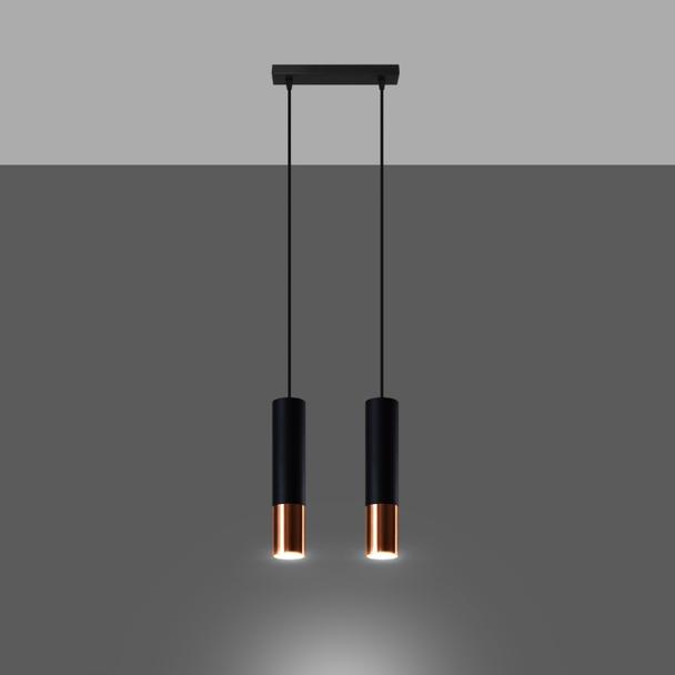 Sollux Lampa wisząca LOOPEZ 2 czarny/miedź
