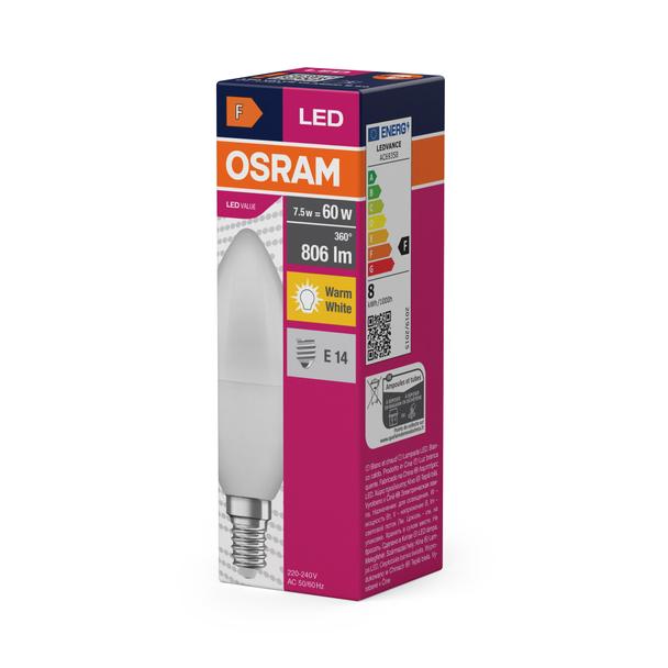 Lampa LED VALUE Classic B60 non-dim plastik 7W 827 E14
