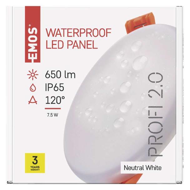 Panel LED wpuszczany okrągły 7,5W IP65 neutralna biel ZV1122 EMOS