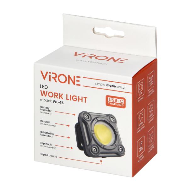 Lampa warsztatowa LED COB 15W 1000lm reflektor zimna biel VIRONE WL-15 ORNO