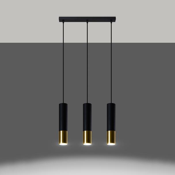 Sollux Lampa wisząca LOOPEZ 3L czarny/złoty SL.0954