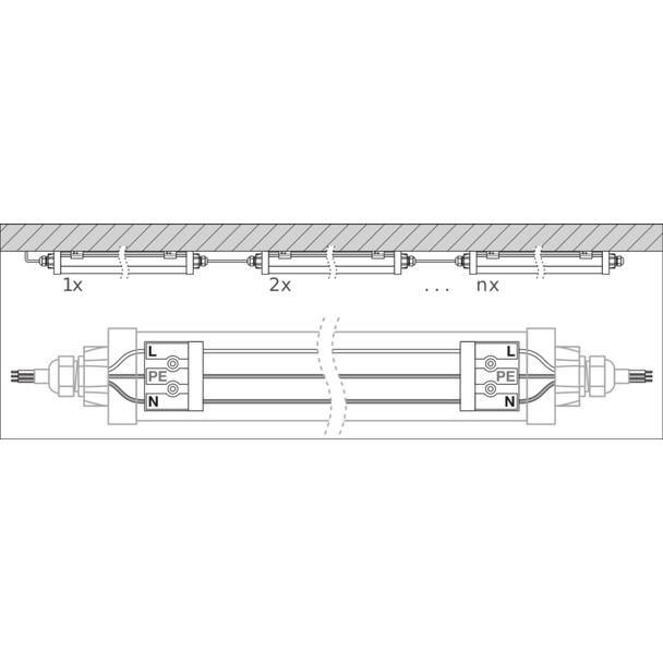 Oprawa DAMP PROOF LED COMPACT 1200 44W 3000K GR IP66