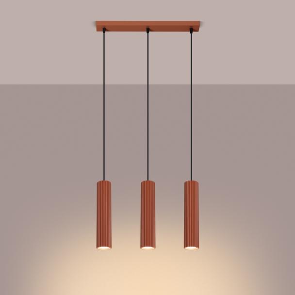 Sollux Lampa wisząca KARBON 3L ochra czerwona SL.1632