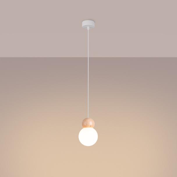 Lampa wisząca PEKKA 1 biała/naturalne drewno