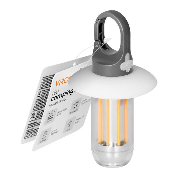 Latarka kempingowa LED, 200lm+120lm, 500mAh, 2000K/6000K, karabińczyk, osłonka LT-28 ORNO