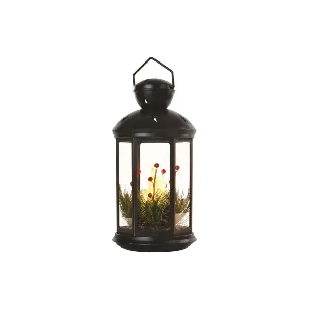 Lampion 1 LED świeczki czarny 35 cm 3x AAA vintage IP20 DCLV15 EMOS