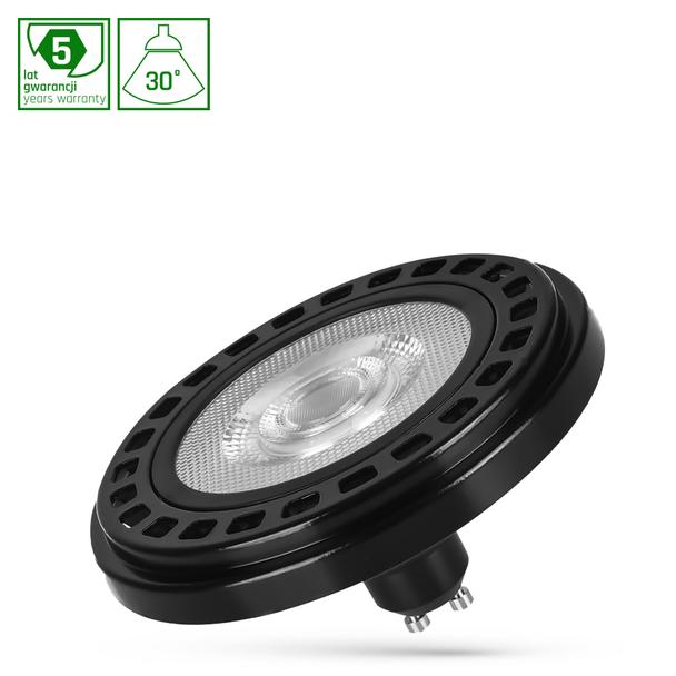 Żarówka LED AR111 GU10 230V 20W COB 30ST WW b. ciepła RA90 PREMIUM CZARNY 5 lat gw. Spectrum LED