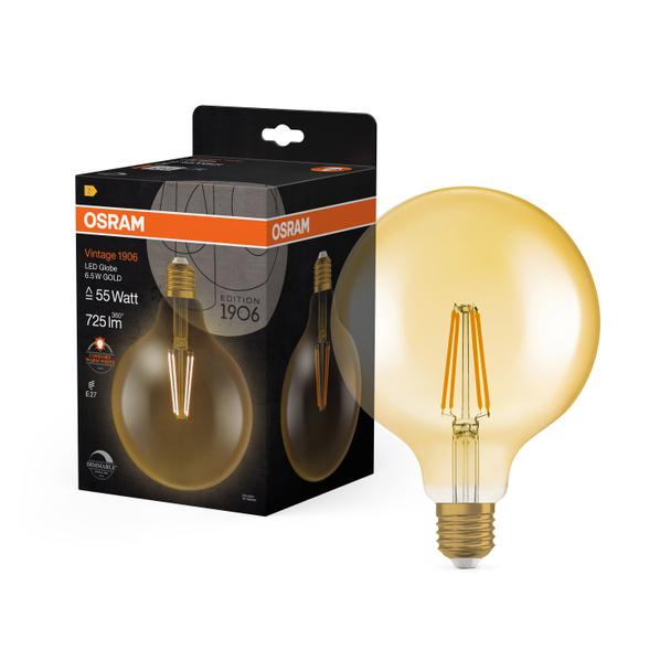 Lampa LED Vintage 1906 dim CL GLOBE125 Filament szkło przezroczyste GOLD 55 dim 7W 825 E27
